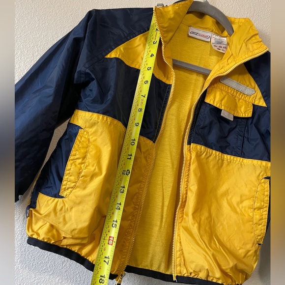 Reebok | Vintage Kids Windbreaker Jacket | Navy/Yellow Retro Track Style - Picture 4 of 6